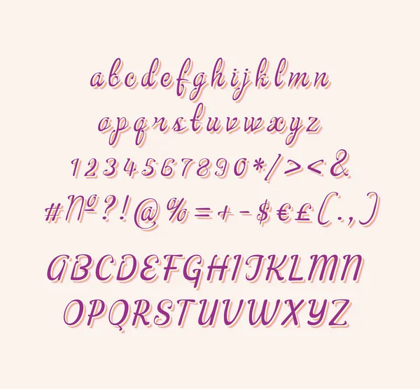 手写的现代风格字母表集 矢量装饰排版 装饰型排字风格 标题的拉丁字母 邀请函的流行字母和数字 — 图库矢量图片