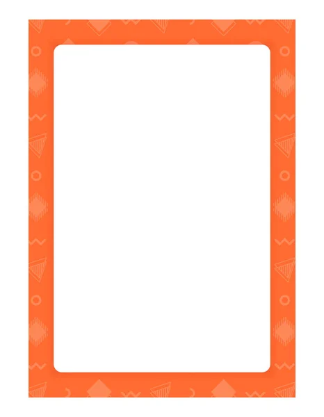 Orangefarbener Rahmen Mit Geometrischen Details Broschüre Elementdesign Vektorillustration Mit Leerem — Stockvektor