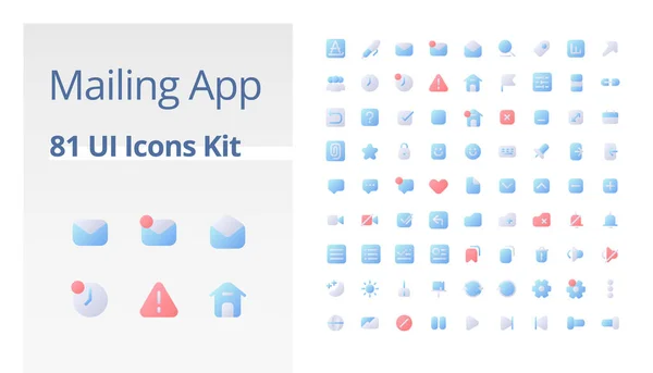 Funciones Aplicación Correo Píxel Perfecto Gradiente Plano Bicolor Iconos Kit — Vector de stock