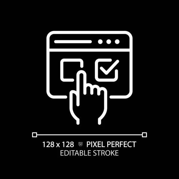 Ícone Perfeito Pixel Que Representa Voto Eletrônico Para Tema Escuro — Vetor de Stock
