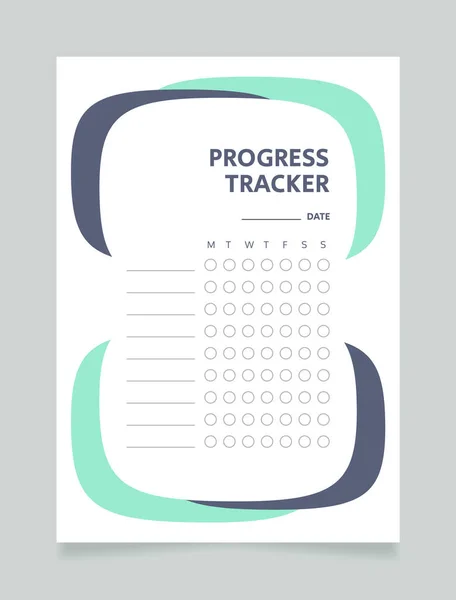 Development Progress Tracker Worksheet Design Template Printable Goal Setting Sheet — Vetor de Stock