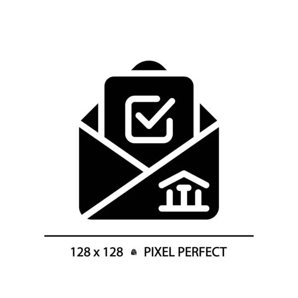Pixel Tökéletes Glyph Stílusú Ikon Ellenőrző Jel Boríték Képviselő Szavazás — Stock Vector