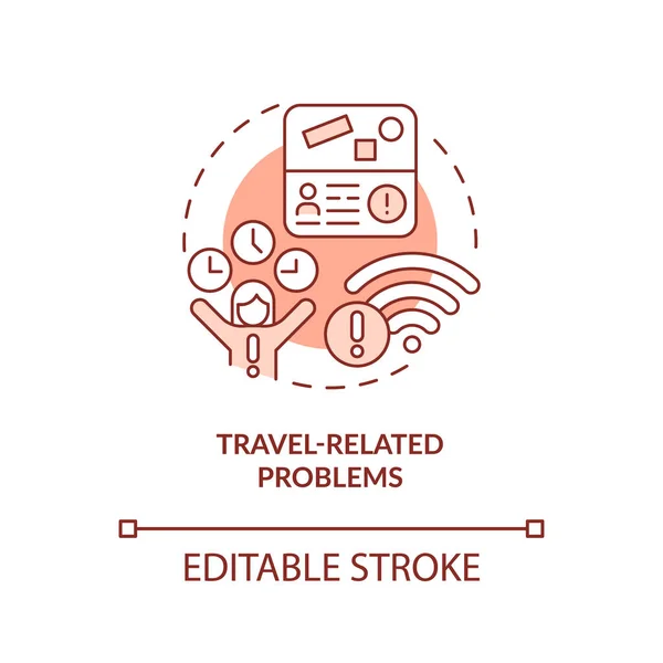 Travel Related Problems Red Concept Icon Connection Time Zones Visa — Stock Vector