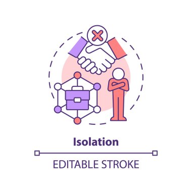 İzolasyon kavramı simgesi. İletişim eksikliği. Sosyal hayat. Bu bir iş. Dijital çağ. Uzaktan çalış. Yalnız hisset soyut fikir ince çizgi çizimi. İzole bir taslak çizim. Düzenlenebilir vuruş