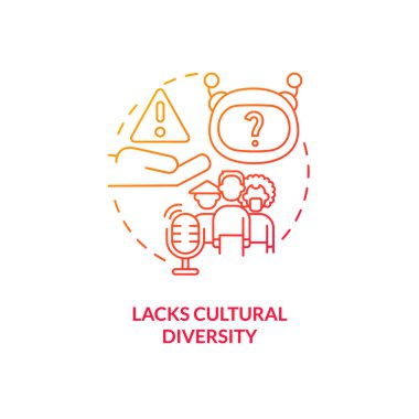 Kültürel çeşitlilikte eksikliği temsil eden ince çizgi gradyan simgesi, izole vektör illüstrasyonu, eğitimde yapay zeka.