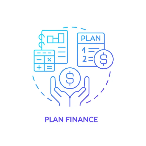 Plan Financiar Icono Concepto Gradiente Azul Gastos Vida Presupuesto Personal — Vector de stock