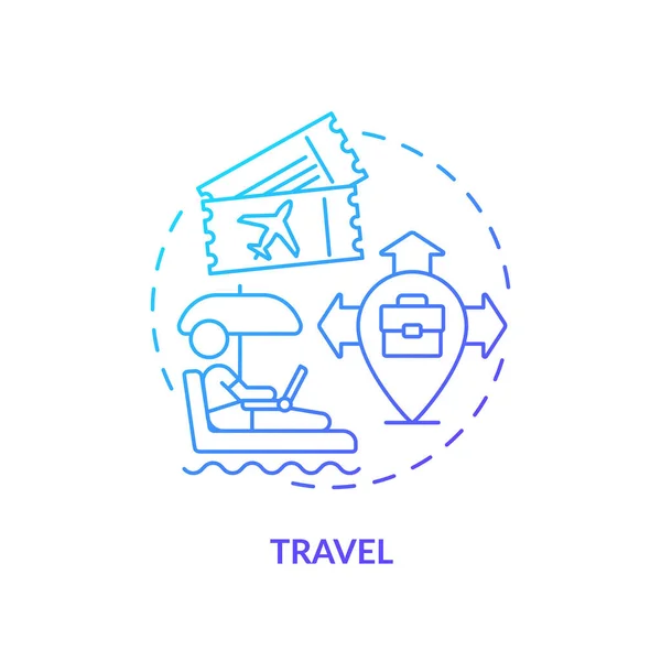 Icône Concept Dégradé Bleu Voyage Zone Travaille Sur Ordinateur Travailleur — Image vectorielle