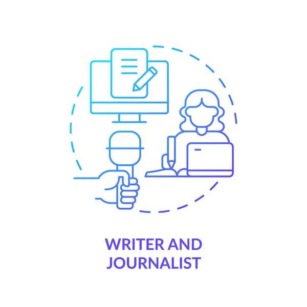 Escritor Periodista Icono Del Concepto Gradiente Azul Blog Línea Medios — Vector de stock