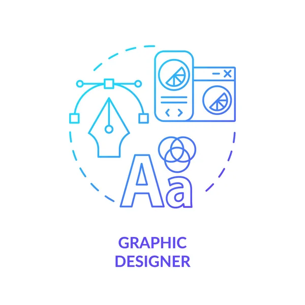 グラフィックデザイナーブルーグラデーションコンセプトアイコン 創造的な職業だ デジタルスキル フリーランスの労働者 視覚通信抽象的なアイデア細い線図 独立した外形図面 — ストックベクタ