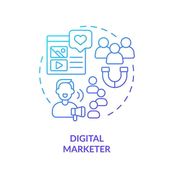 Digitale Marketeer Blauw Gradiënt Concept Icoon Sociale Media Marketing Campagne — Stockvector