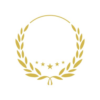 Altın defne çelengi pul çerçeve tasarımı. İzole edilmiş taslak çizimi. Düzenlenebilir garanti rozet şablonu. Kopya alanı ile onaylanmış mühür. Beyaz arkaplanda dekoratif etiket kenarı