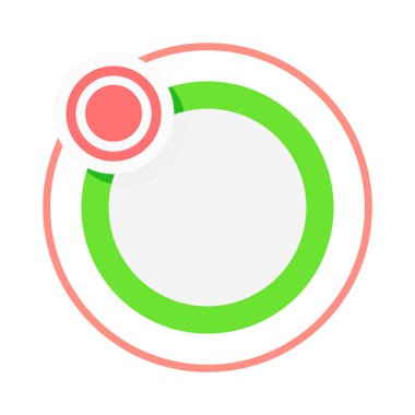 Kırmızı nokta vektör tasarım elementi olan yeşil daire. Boş kopya alanı olan soyut özelleştirilebilir bilgi simgesi. Öğretici grafikler için düzenlenebilir şekil. Görsel veri sunum bileşeni