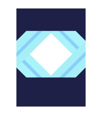 Ortadaki broşürde geometrik şekilli mavi bir çerçeve. Metin için boş kopya alanı olan vektör illüstrasyonu. Poster dekorasyonu için düzenlenebilir şekil. Yaratıcı ve özelleştirilebilir çerçeve