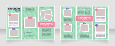 Dance school for children trifold brochure template design. Active lifestyle. Zig-zag folded leaflet set with copy space for text. Editable 3 panel flyers. Arial Black, Regular fonts used