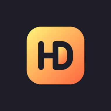 Koyu tema için HD formatı turuncu katı gradyan ui simgesi. Video yapımı. Ekran çözünürlüğü. Siyah uzayda doldurulmuş piksel mükemmel bir sembol. Web için modern glyph pictogram. İzole vektör resmi