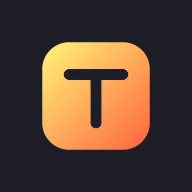 Metin koyu tema için turuncu katı renk değişkeni ui simgesini kaplar. Başlık videoya ekleniyor. Düzenleme aracı. Siyah uzayda doldurulmuş piksel mükemmel bir sembol. Web için modern glyph pictogram. İzole vektör resmi