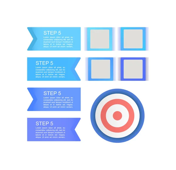 Kreisförmiges Ziel Mit Blauen Flaggen Infografik Design Element Gesetzt Abstrakte — Stockvektor