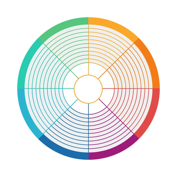 Циркулярный Многоцветный Векторный Элемент Дизайна Спектра Абстрагируемый Символ Инфографики Бланковым — стоковый вектор