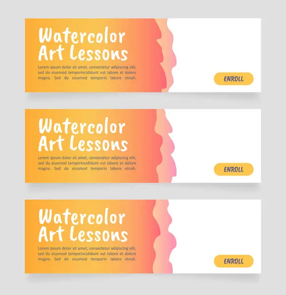 Class Art Students Web Banner Design Template Vector Flyer Text — Stock Vector