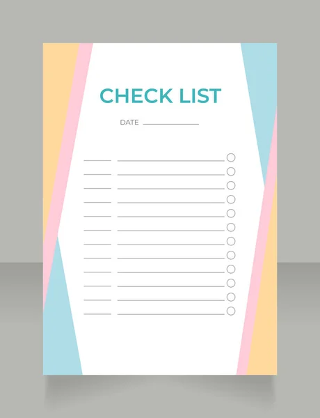 Newborn Baby Checklist Worksheet Design Template Printable Goal Setting Sheet — Vetor de Stock