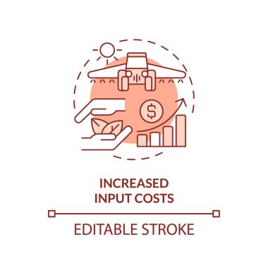 Düzenlenebilir artan girdi maliyeti simgesi ısı enflasyonu kavramını, izole edilmiş vektörü, küresel ısınma etkisinin ince çizgi çizgisi çizimini temsil ediyor.