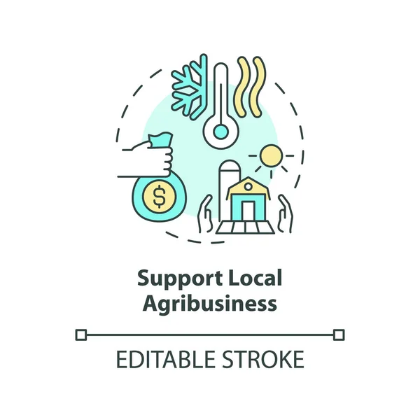 Editable Support Local Agribusiness Icon Representing Heatflation Concept Isolated Vector — Stock Vector