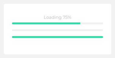 İlerleme göstergesi UI ögesi şablonu yükleniyor. Düzenlenebilir izole vektör gösterge paneli bileşeni. Düz kullanıcı arayüzü. Görsel veri sunumu. Işık temalı mobil uygulama için web tasarım gereci