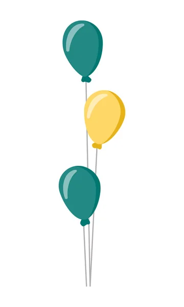 Balões Hélio Verde Amarelo Projeto Elemento Brochura Decoração Festa Ilustração — Vetor de Stock
