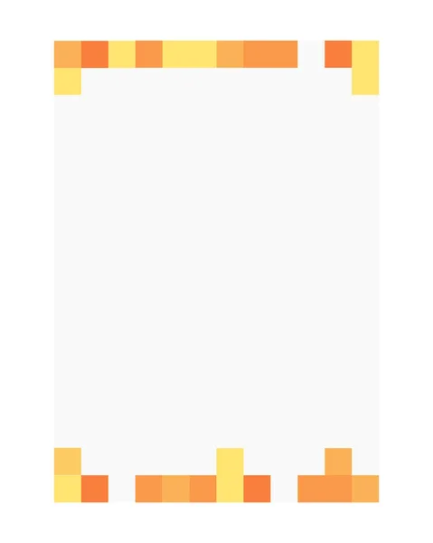 Narancs Pixel Stílusú Üres Munkalap Sablon Kis Négyzetek Alkotó Keret — Stock Vector