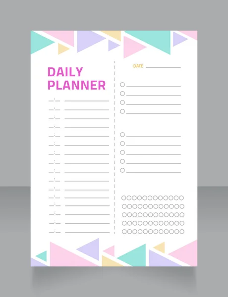 Daily Planner Children Activities Worksheet Design Template Printable Goal Setting — стоковый вектор