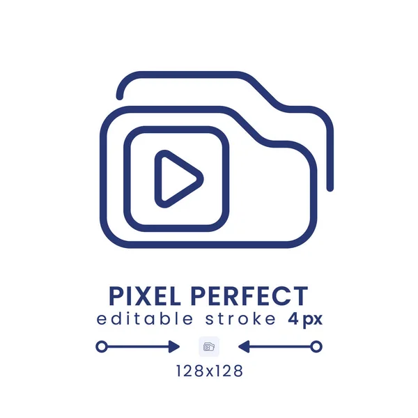 Playlist Vidéo Icône Bureau Linéaire Service Streaming Contenu Préenregistré Pixel — Image vectorielle