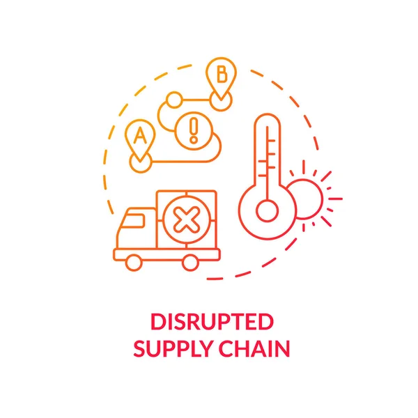 Gradient Disrupted Supply Chain Icon Representing Heatflation Concept Isolated Vector — Stock Vector