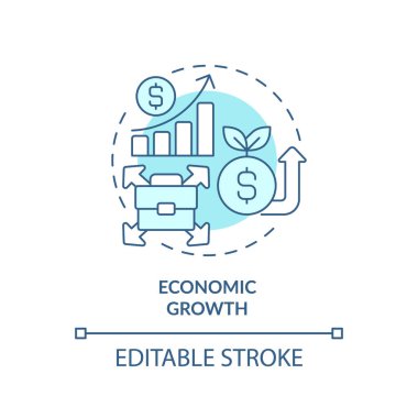 Düzenlenebilir ekonomik büyüme ikonu, izole edilmiş vektör, doğrudan dış yatırım ince çizgi çizimi.