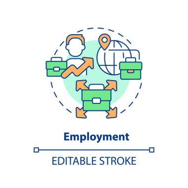 Düzenlenebilir istihdam simgesi, izole vektör, doğrudan dış yatırım ince çizgi illüstrasyonu.