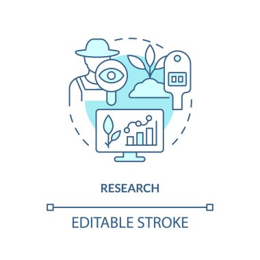 Dikey tarım ve hidroponik kavramını temsil eden 2B düzenlenebilir araştırma simgesi, izole vektör, ince çizgi illüstrasyonu.