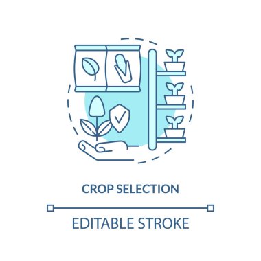 Dikey tarım ve hidroponik kavramını temsil eden 2B düzenlenebilir ürün seçimi simgesi, izole vektör, ince çizgi çizimi.
