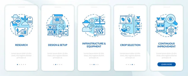 Icônes Bleues Linéaires Représentant Agriculture Verticale Jeu Écran Application Mobile — Image vectorielle