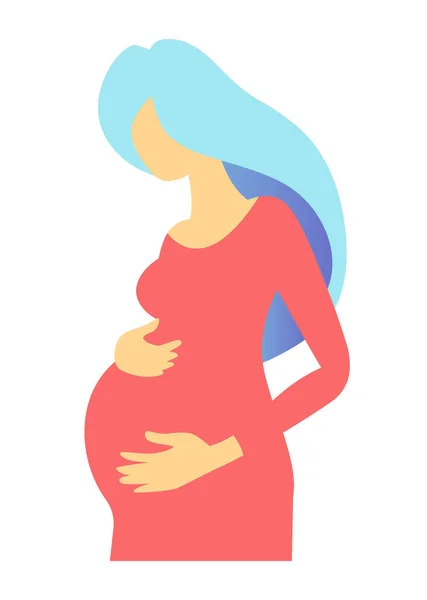 Pregnant Woman Brochure Element Design Lady Expecting Baby Vector Illustration — Stok Vektör