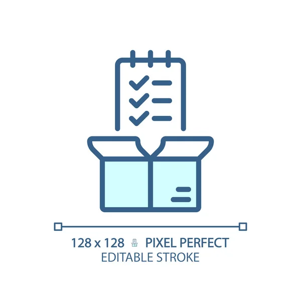 Pixel Tökéletes Szerkeszthető Kék Minőség Ellenőrzési Ikon Elszigetelt Vektor Termékmenedzsment — Stock Vector