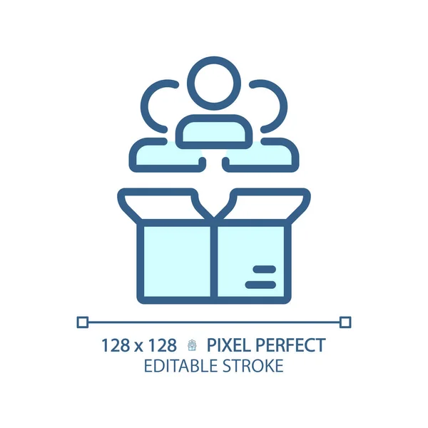 Pixel Parfaite Icône Client Bleu Modifiable Vecteur Isolé Illustration Ligne — Image vectorielle