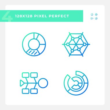 Rekabet analizi gradyan doğrusal vektör simgeleri ayarlandı. Veri dağılımı. Piyasa araştırması. Çizelgeler ve diyagramlar. İnce çizgili sembol demetleri dizayn eder. İzole edilmiş taslak illüstrasyon koleksiyonu