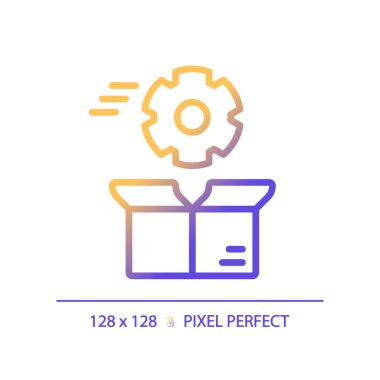 Piksel mükemmel gradyan optimizasyon simgesi, izole vektör, ürün yönetimi ince çizgi çizimi.