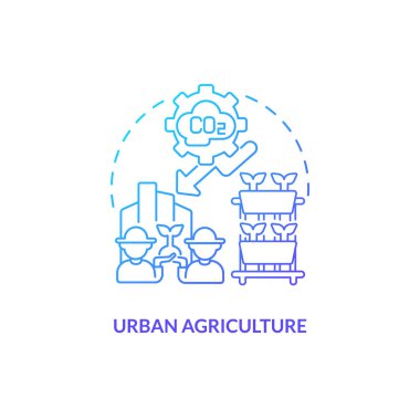 Dikey tarım ve hidroponik kavramını temsil eden 2B gradyan kentsel tarım ikonu, izole vektör, ince çizgi çizimi.