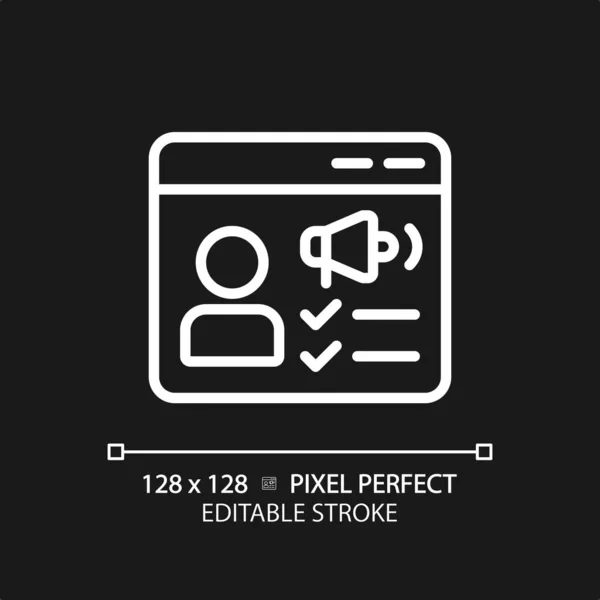 Pixel Ідеальна Біла Піктограма Зворотного Язку Клієнтами Ізольований Вектор Ілюстрація — стоковий вектор