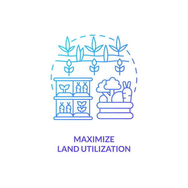 stock vector 2D gradient maximize land utilization icon representing vertical farming and hydroponics concept, isolated vector, thin line illustration.