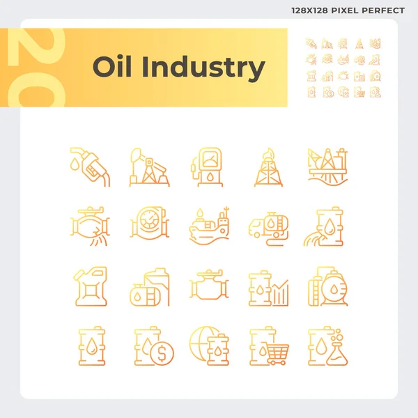 Zestaw Gradientowych Liniowych Ikon Wektorowych Przemysłu Naftowego Rynek Energii Zasoby — Wektor stockowy