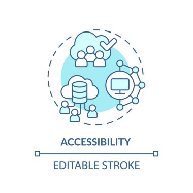 Editable accessibility concept blue thin line icon, isolated vector representing data democratization.