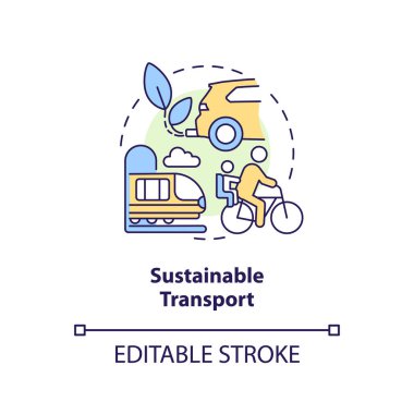 Editable sustainable transport concept, isolated vector, thin line icon representing carbon border adjustment.