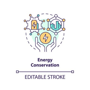 Editable energy conservation concept, isolated vector, thin line icon representing carbon border adjustment.