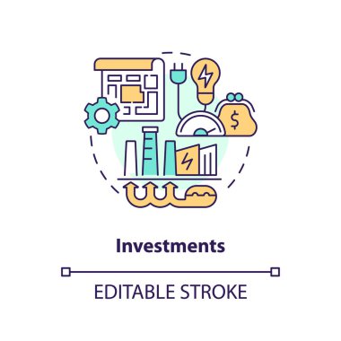 Editable investments concept, isolated vector, thin line icon representing carbon border adjustment.